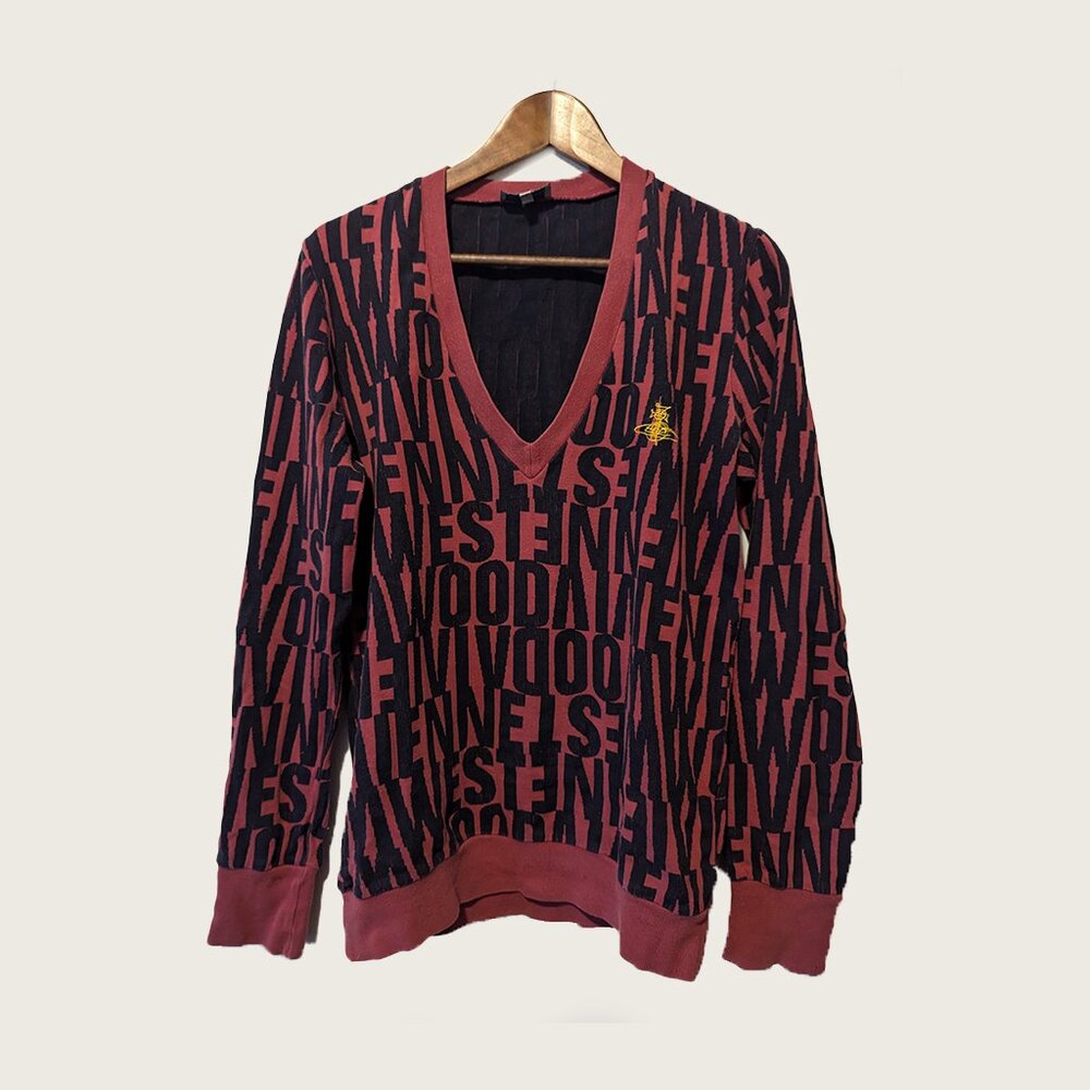 Vivienne Westwood V-Neck Sweater in Red and Black